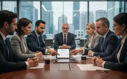 Eine Gruppe von Menschen, die an einem Konferenztisch sitzen und sich über rechtliche Dokumente und Tablets unterhalten. - Foto: über boerse-global.de
