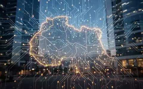 Eine stilisierte digitale Leiterplatte mit einer dezenten Karte Marokkos, überlagert von einem Bargeldsymbol, vor verschwommenen modernen Gebäuden. - Foto: über boerse-global.de