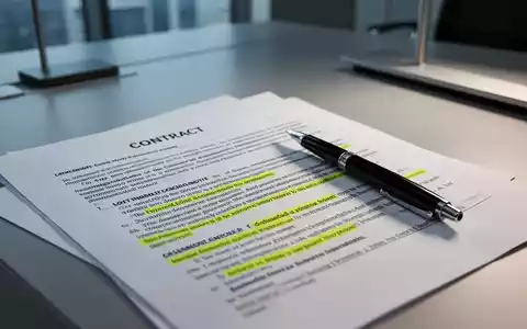 Nahaufnahme eines Arbeitsvertrags mit einem Stift darauf, der komplexe rechtliche Klauseln und Hervorhebungen zeigt, auf einem Schreibtisch. - Foto: über boerse-global.de