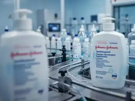 Eine sterile Produktionslinie in einer Gesundheitseinrichtung, mit einem unscharfen Johnson & Johnson Produkt im Vordergrund. - Foto: über boerse-global.de