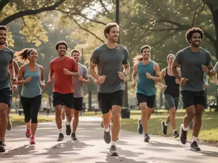 Eine Gruppe von Menschen, die in einem Park gemeinsam spazieren gehen, symbolisiert Bewegung und psychische Gesundheit. - Foto: über boerse-global.de