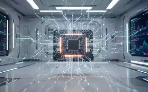 Abstrakte Darstellung eines Mikrochips oder neuronalen Netzwerks mit digitalen Datenströmen, die Dringlichkeit und Technologie symbolisieren. - Foto: über boerse-global.de