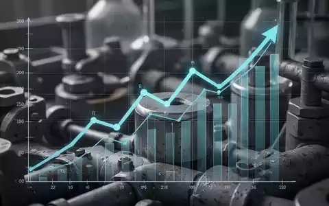 Eine stilisierte Grafik eines steigenden Börsencharts über einem Hintergrund aus Industriematerialien, die Wachstum symbolisiert. - Foto: über boerse-global.de