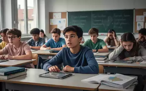 Eine Gruppe deutscher Schüler in einem Klassenzimmer, einige konzentriert, andere desinteressiert, was die Herausforderungen im Bildungssystem widerspiegelt. - Foto: über boerse-global.de