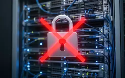 A digital padlock icon with a red 'X' over it, on a blurred background of a server rack, symbolizing a security certificate issue. - Foto: über boerse-global.de