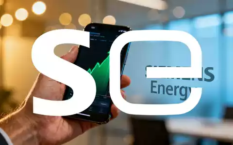 Nahaufnahme einer Hand, die ein Smartphone mit einem steigenden Börsenchart und einem Siemens Energy Logo im Hintergrund hält. - Foto: über boerse-global.de