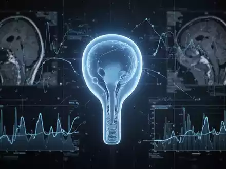 Eine stilisierte, blau leuchtende Prostata, umgeben von abstrakten medizinischen Datenvisualisierungen und unscharfen MRT-Bildern. - Foto: über boerse-global.de