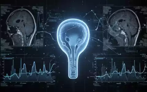 Eine stilisierte, blau leuchtende Prostata, umgeben von abstrakten medizinischen Datenvisualisierungen und unscharfen MRT-Bildern. - Foto: über boerse-global.de