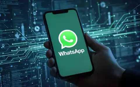 Ein Smartphone zeigt das WhatsApp-Logo, während im Hintergrund verschwommene digitale Datenströme die technische Entwicklung symbolisieren. - Foto: über boerse-global.de