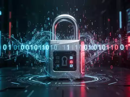A glowing digital padlock surrounded by flowing binary code, depicting a cybersecurity vulnerability in a dark, high-tech setting. - Foto: über boerse-global.de