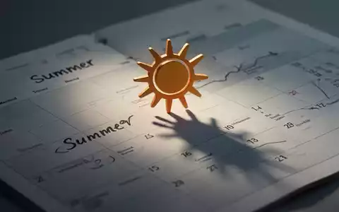 Eine stilisierte Sonne wirft einen langen Schatten über einen Sommerkalender, der unzureichende Sonneneinstrahlung symbolisiert. - Foto: über boerse-global.de