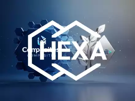 Zwei abstrakte, geometrische Formen, die eine Unternehmensübernahme symbolisieren, verschmelzen nahtlos. Die größere Form hat hexagonale Elemente. - Foto: über boerse-global.de