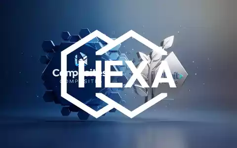 Zwei abstrakte, geometrische Formen, die eine Unternehmensübernahme symbolisieren, verschmelzen nahtlos. Die größere Form hat hexagonale Elemente. - Foto: über boerse-global.de