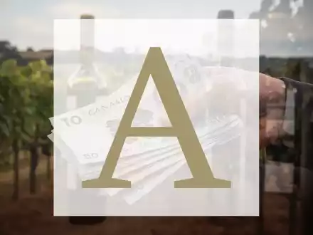 Eine Hand hält einen Stapel kanadischer Dollarnoten vor einem verschwommenen Hintergrund, der an ein Weingut erinnert. - Foto: über boerse-global.de