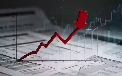 Ein roter Abwärtspfeil durchbohrt ein Diagramm, das einen starken Rückgang darstellt, umgeben von Finanzdokumenten. - Foto: über boerse-global.de