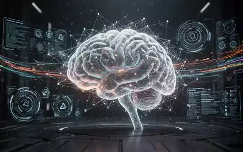 A glowing, interconnected AI brain or neural network with abstract data streams and holographic user interfaces, symbolizing new features and organization. - Foto: über boerse-global.de