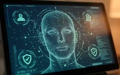 Digital screen showing a biometric scan interface with a human face outline, symbolizing identity verification and data privacy. - Foto: über boerse-global.de