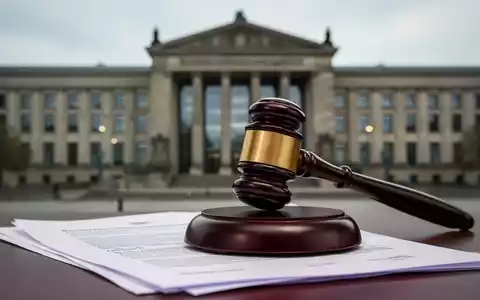 Ein Richterhammer ruht auf juristischen Dokumenten, im verschwommenen Hintergrund ist das Bundesverfassungsgericht in Karlsruhe zu sehen. - Foto: über boerse-global.de