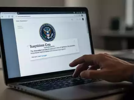 Nahaufnahme eines Laptop-Bildschirms mit einer Phishing-E-Mail und einer Hand, die über der Maus schwebt. - Foto: über boerse-global.de