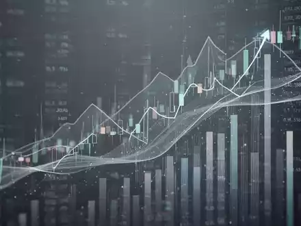 Abstrakte Darstellung von Aktienmarktaktivität mit digitalen Daten und subtilen Aufwärtstrends vor einem blaugrauen Hintergrund. - Foto: über boerse-global.de