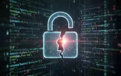 A glowing, partially open digital padlock overlaid on a blurred background of abstract code and data streams, symbolizing a security vulnerability. - Foto: über boerse-global.de