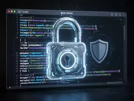 A glowing padlock over a macOS Terminal window with code, symbolizing enhanced security and protection against cyber threats. - Foto: über boerse-global.de