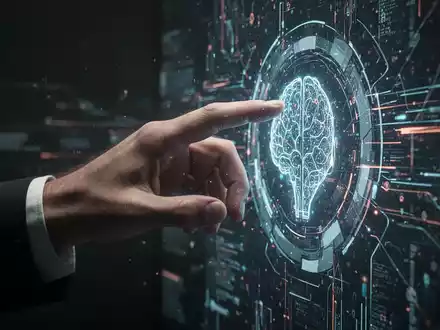 Eine menschliche Hand berührt eine leuchtende, abstrakte digitale Schnittstelle, die künstliche Intelligenz symbolisiert. - Foto: über boerse-global.de