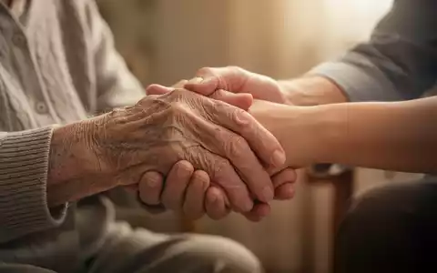 Eine ältere Hand hält sanft eine jüngere Hand, symbolisiert Unterstützung und Fürsorge für psychische Gesundheit im Alter. - Foto: über boerse-global.de