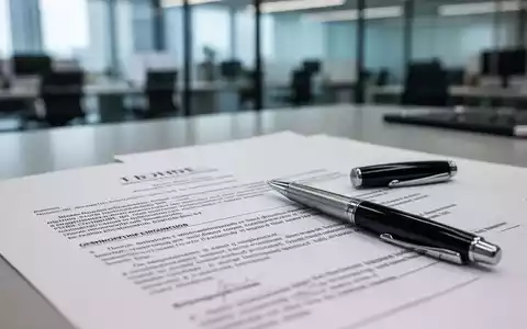 Ein Stift liegt auf einem Rechtsdokument, das rechtliche Überprüfung und Arbeitnehmerschutz symbolisiert. Im Hintergrund ein modernes Büro. - Foto: über boerse-global.de