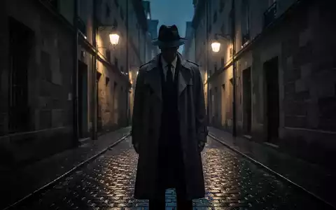 Eine schattenhafte Figur in einem Trenchcoat steht nachts in einer dunklen, regennassen Gasse, die Spionage andeutet. - Foto: über boerse-global.de
