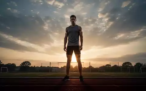 Ein Athlet steht bei Sonnenaufgang auf einer Laufbahn und symbolisiert mentale Stärke und den Erfolg im Sport. - Foto: über boerse-global.de