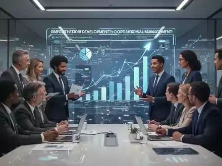 Geschäftsleute in einem modernen Büro, die Finanzdaten analysieren und den Übergang von Entwicklung zu Betrieb symbolisieren. - Foto: über boerse-global.de