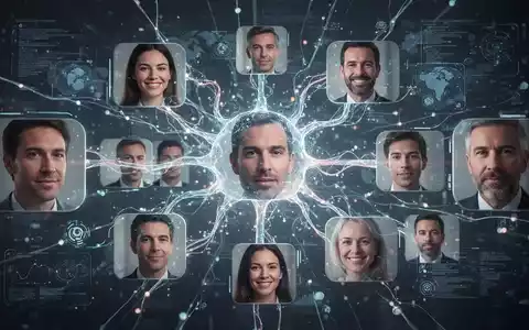 Abstract representation of AI live speech translation, showing glowing neural pathways connecting diverse faces, symbolizing global communication. - Foto: über boerse-global.de