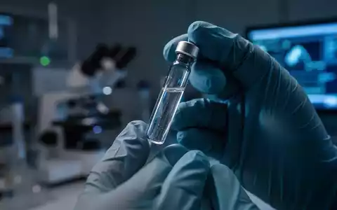 Nahaufnahme eines Reagenzglases mit einer Flüssigkeitsprobe, gehalten von einer behandschuhten Hand in einem Labor. - Foto: über boerse-global.de