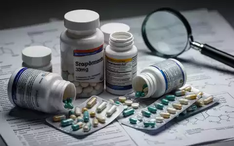 Nahaufnahme von Nahrungsergänzungsmitteln in Flaschen und Blisterpackungen, mit unscharfem Hintergrund von Dokumenten und Lupe. - Foto: über boerse-global.de
