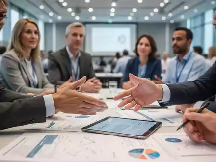 Eine Gruppe von Ergotherapeuten diskutiert in einer modernen Konferenzhalle über Strategien zur betrieblichen Gesundheitsförderung. - Foto: über boerse-global.de