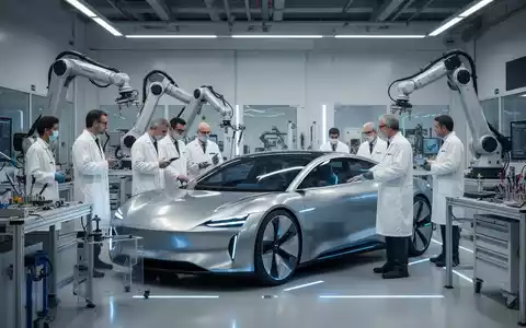 Ein modernes Automobilforschungs- und Entwicklungszentrum in Italien mit Ingenieuren, die an einem Elektrofahrzeug-Prototyp arbeiten. - Foto: über boerse-global.de