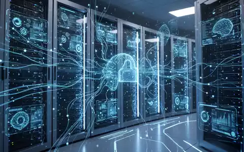 Server racks with glowing blue lights, illustrating AI-powered VPS hosting and data processing. - Foto: über boerse-global.de