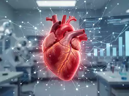 Ein stilisiertes menschliches Herz, umgeben von einem Netz aus abstrakten Datenpunkten und Linien, symbolisiert Gesundheitsrisiken. - Foto: über boerse-global.de