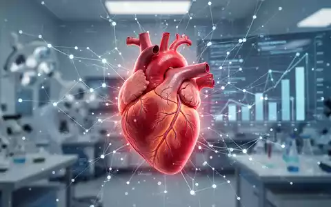 Ein stilisiertes menschliches Herz, umgeben von einem Netz aus abstrakten Datenpunkten und Linien, symbolisiert Gesundheitsrisiken. - Foto: über boerse-global.de