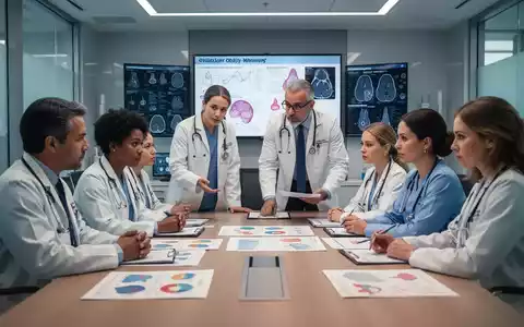 Ärzte und medizinisches Fachpersonal beraten über Behandlungsstrategien für Adipositas bei Kindern und Frauen in einer Klinik. - Foto: über boerse-global.de