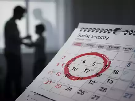 Nahaufnahme eines Kalenderblatts mit einem rot eingekreisten Datum, im Hintergrund verschwommen eine Eltern-Kind-Silhouette. - Foto: über boerse-global.de
