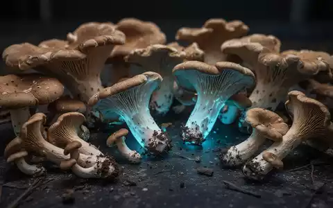Nahaufnahme verschiedener Heilpilze mit subtilem Leuchten auf dunklem Hintergrund, die Forschung und Naturmedizin symbolisieren. - Foto: über boerse-global.de