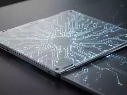 Sleek, ultra-thin laptop with a metallic finish, subtly revealing internal components, symbolizing advanced and standardized design. - Foto: über boerse-global.de