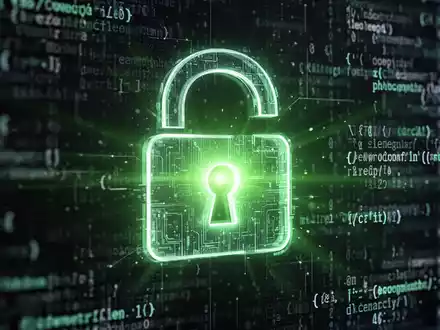 A glowing digital padlock icon, partially open, against a blurred background of abstract code and data streams. - Foto: über boerse-global.de