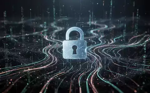 An abstract digital landscape with glowing lines and a padlock icon, symbolizing online banking security threats and data flow. - Foto: über boerse-global.de