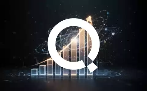 Ein stilisierter, leuchtender Balkendiagramm-Gipfel, der ein Jahreshoch symbolisiert, mit subtilen Quantenmotiven. - Foto: über boerse-global.de