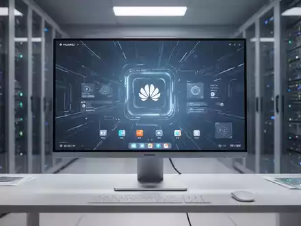 A modern desktop computer setup with a sleek monitor displaying a sophisticated operating system interface, keyboard, and mouse on a clean desk. - Foto: über boerse-global.de