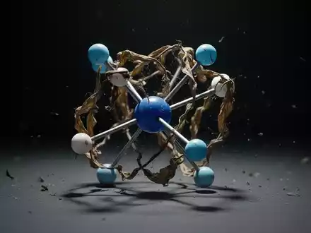 Ein zusammenbrechendes Modell eines Wasserstoffatoms, das einen starken Preiseinbruch symbolisiert. - Foto: über boerse-global.de