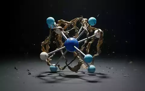 Ein zusammenbrechendes Modell eines Wasserstoffatoms, das einen starken Preiseinbruch symbolisiert. - Foto: über boerse-global.de